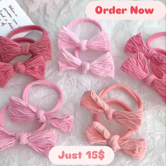 10pcs Girls Bow Decor Hair Tie For Hair Decoration