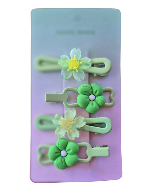 WhimsyWear Green Garden Hair Clip Set