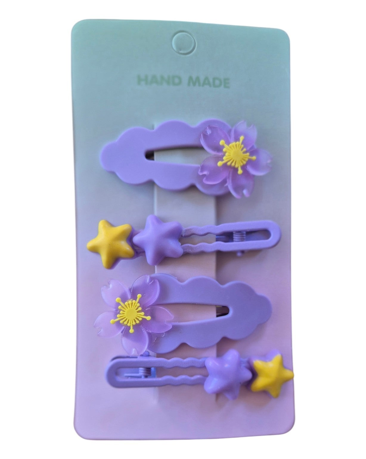 WhimsyWear Purple Star & Blossom Hair Clip Set